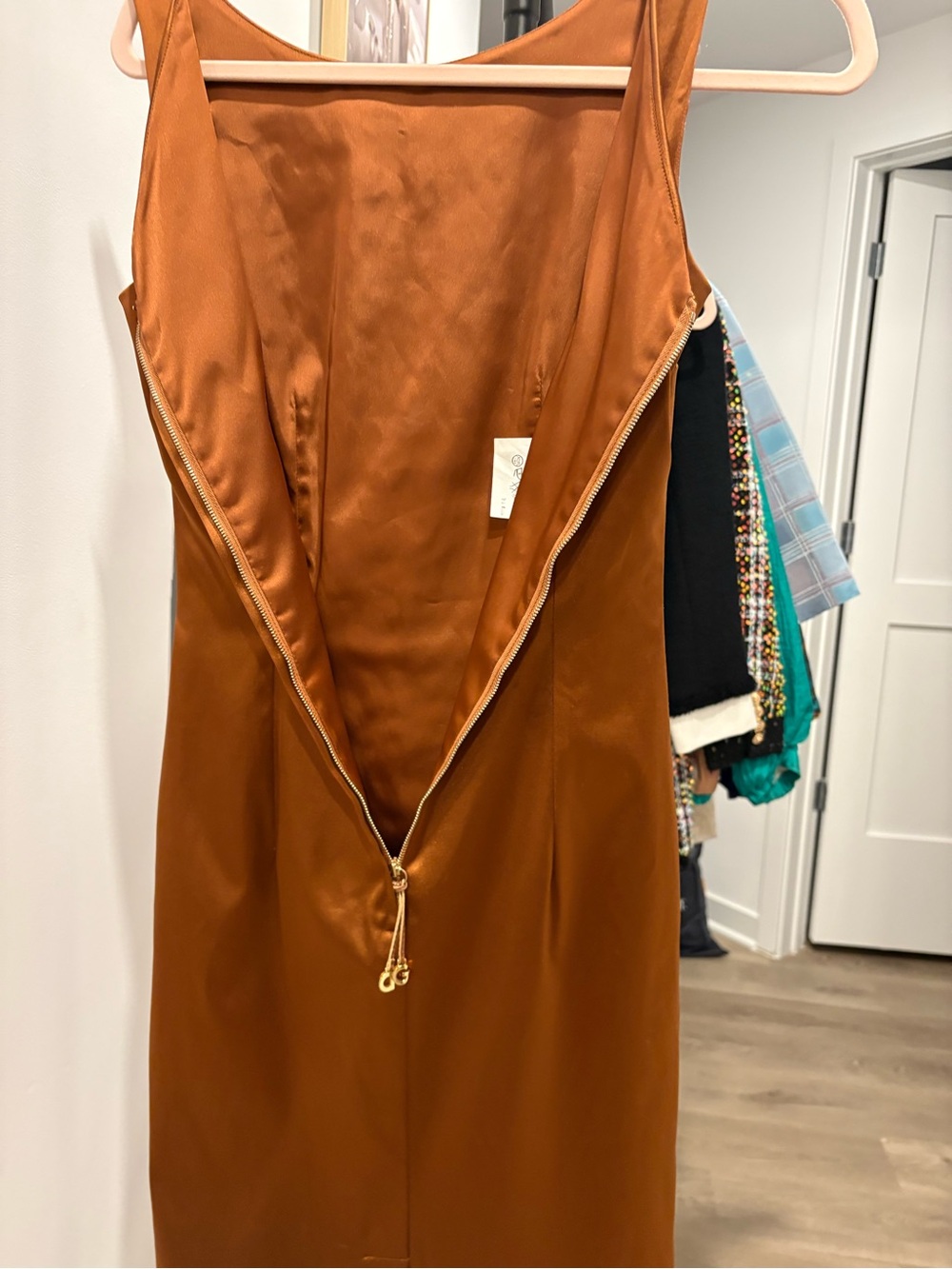 Dolce & Gabbana Copper Satin Midi Dress bodycon - Picture 5 of 8